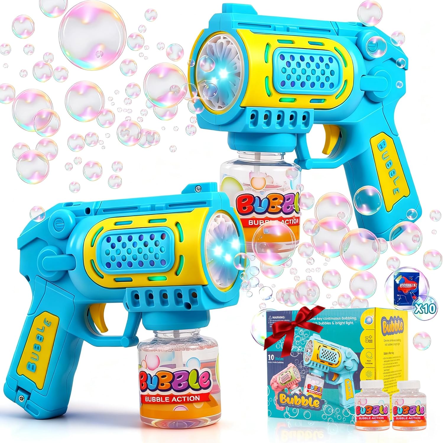 Bubble Machine Outdoor - 2-Pack Bubble Gun Machine for Kids
