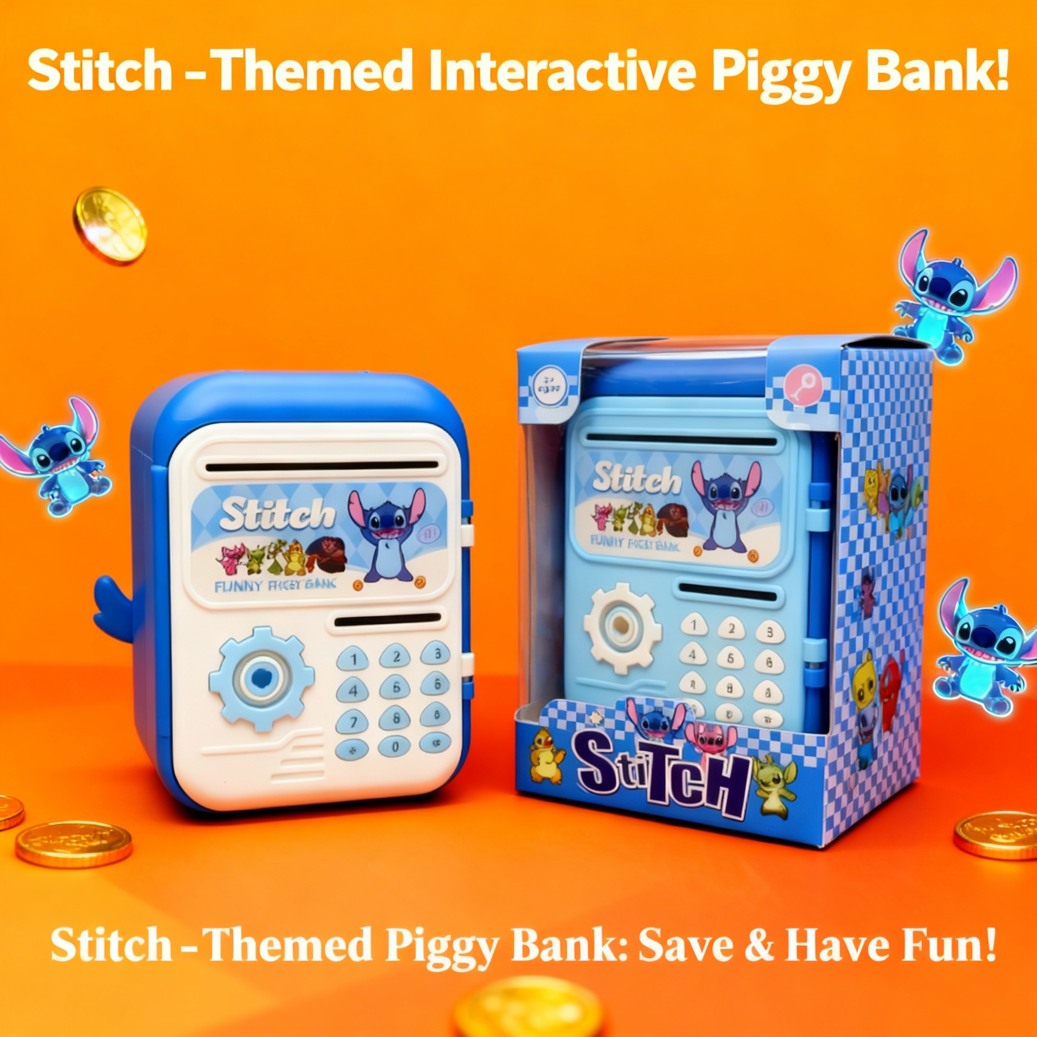 Kids Toys Box - Cute Cartoon Stitch Piggy Bank Money