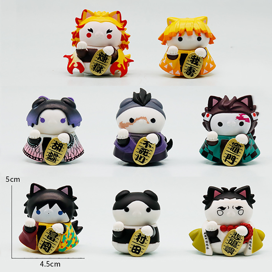 8Pcs/Lot Cat Cos Demon Slayer  - đánh giá và giá Kids Toys Under 100